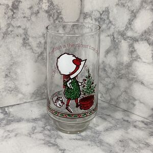 Holly Hobbie Christmas Glass Coca Cola 1970s Limited Edition Best Time Of All